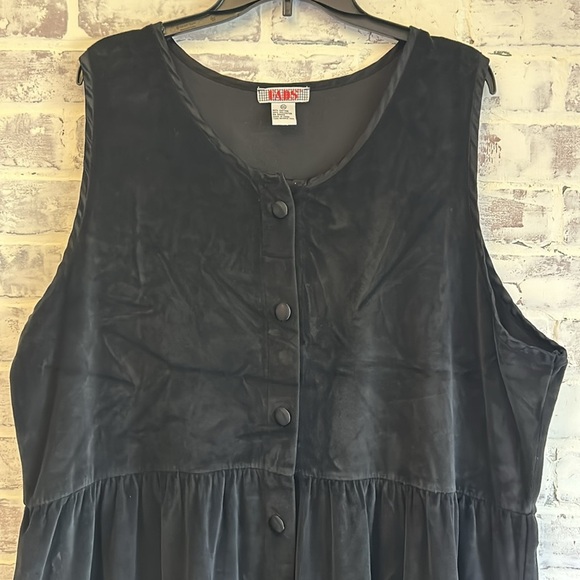 Vintage FADS Women’s 2XL Maxi Dress Sleeveless Button Black Velour Whimsigoth - Picture 2 of 7